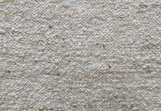 White Handwoven Natural Raw Wool Rug