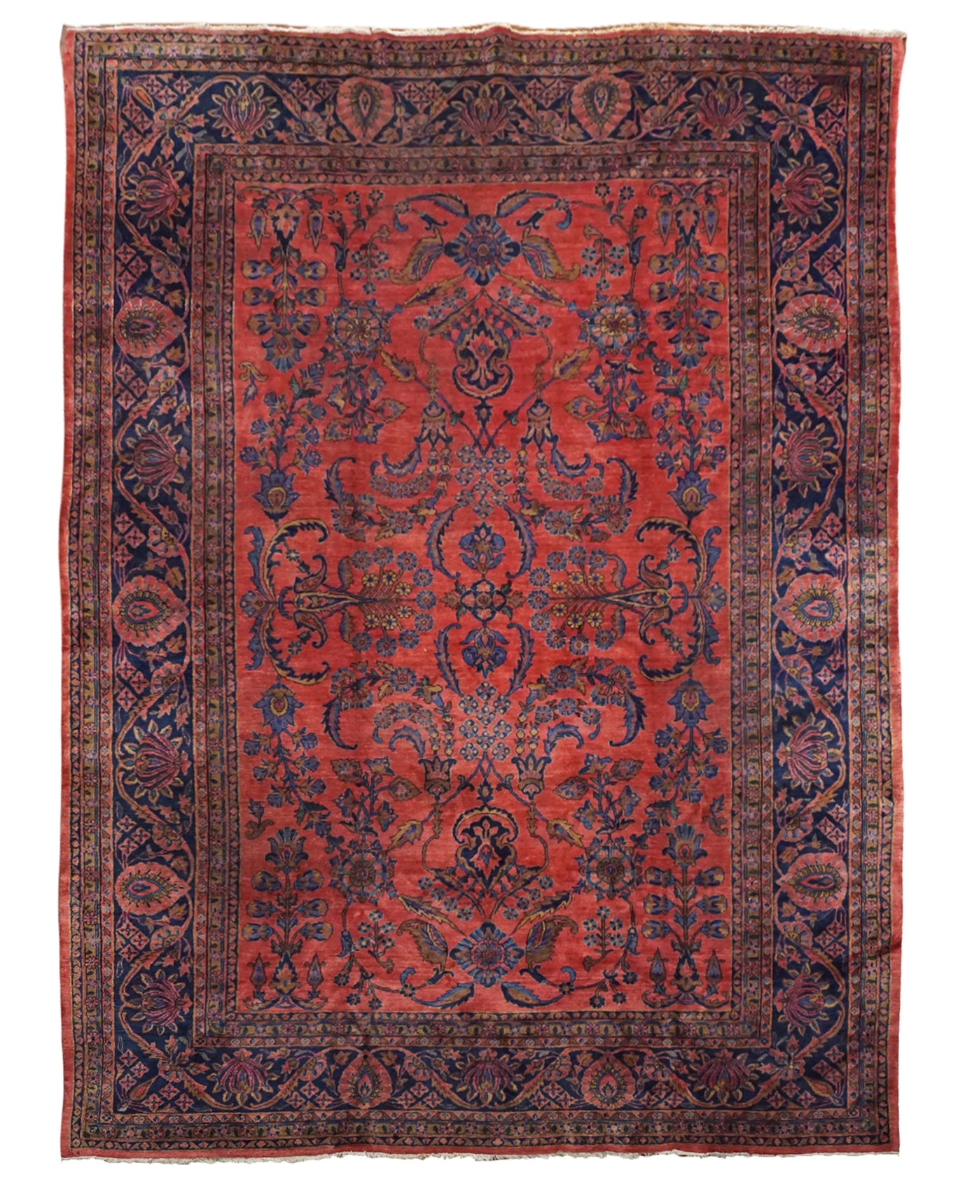 9X12 Antique Persian Sarouk Mohajeran Area Rug, circa 1900