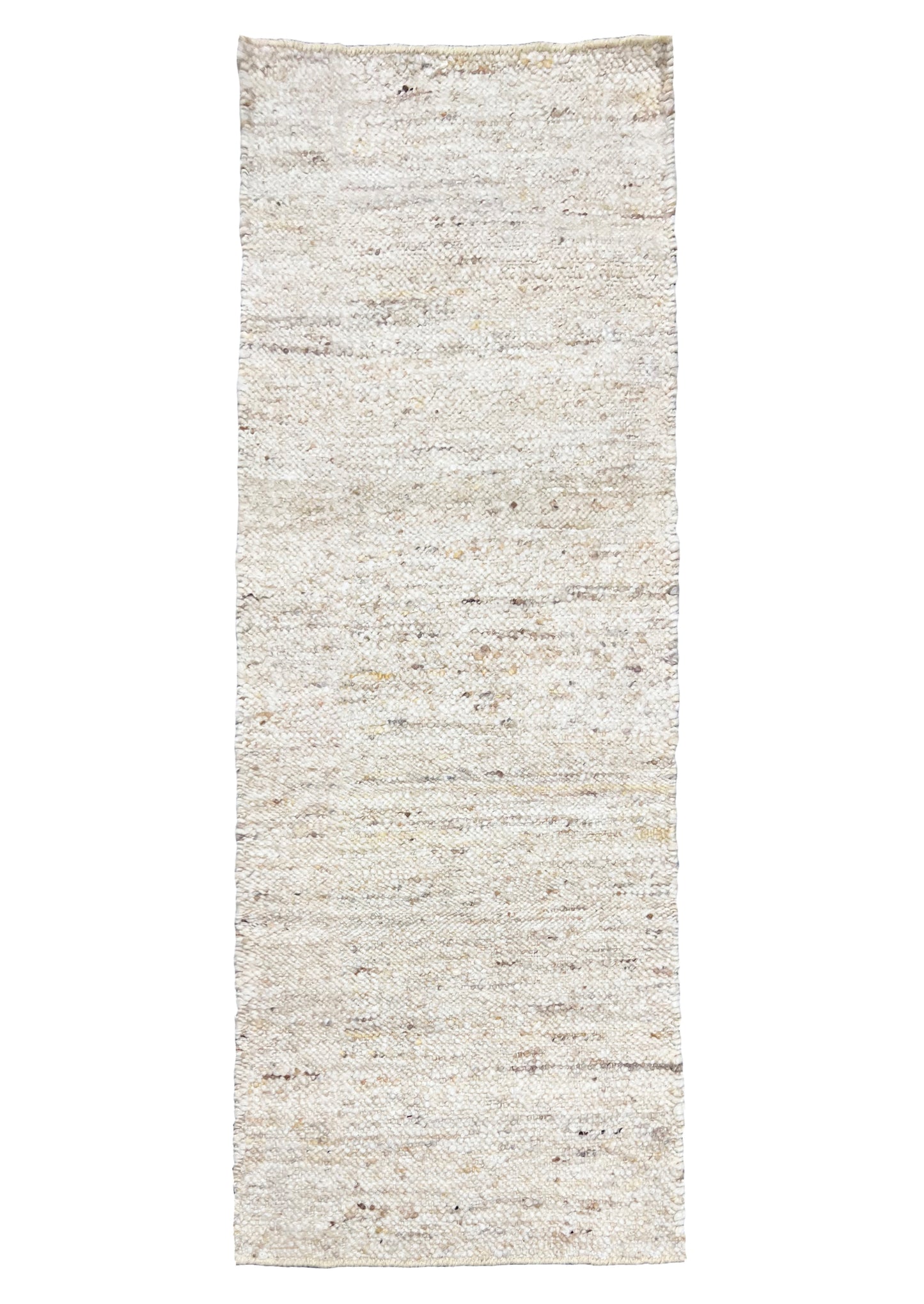 Natural Raw Wool Runner Flatweave Hand-Knotted Rug