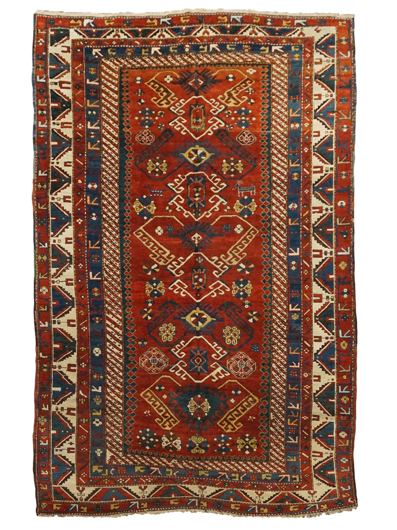 6X9 Antique Caucasus Kazak Rug, circa 1900