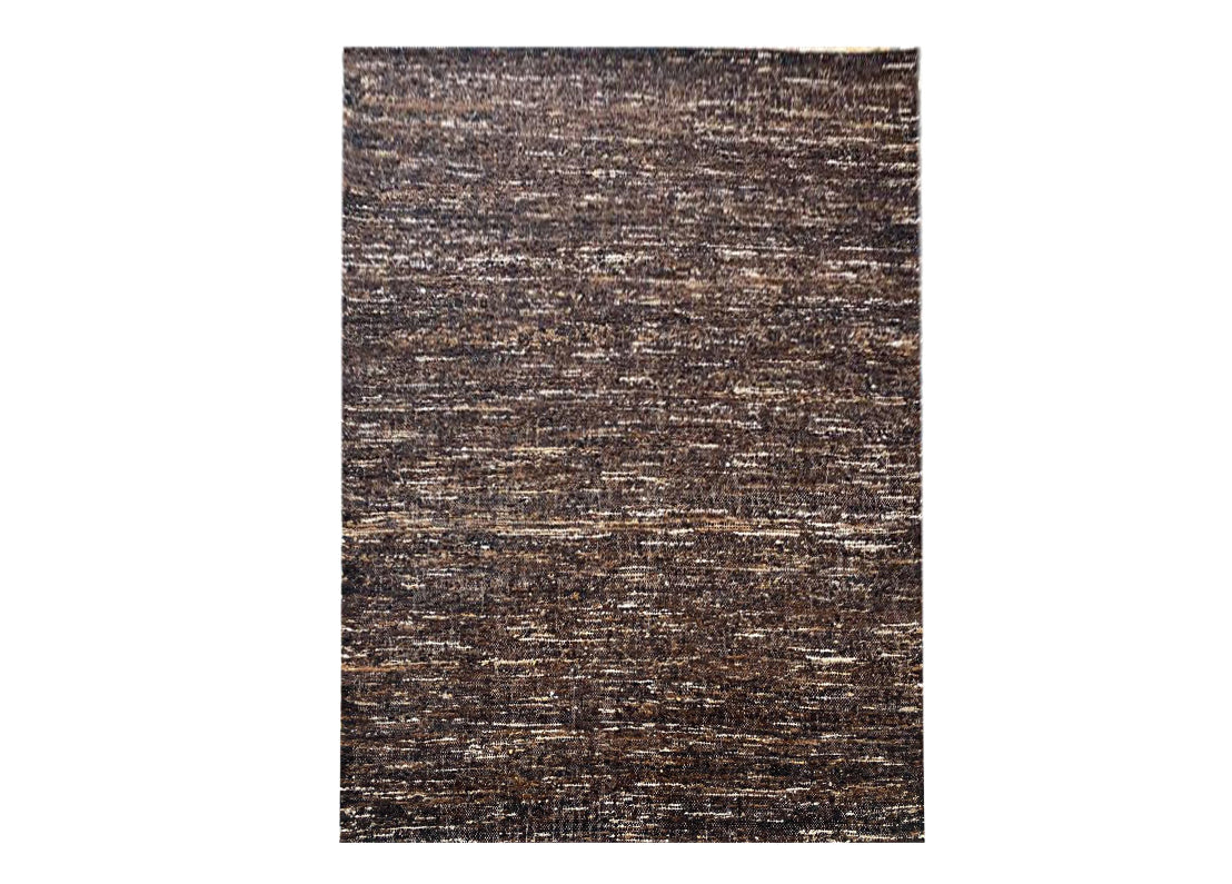 Dark-Brown Natural Raw Wool Rug