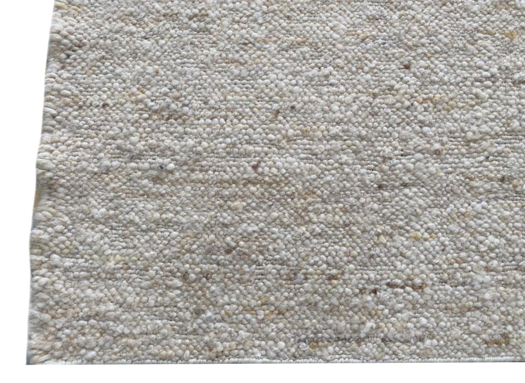 White Handwoven Natural Raw Wool Rug