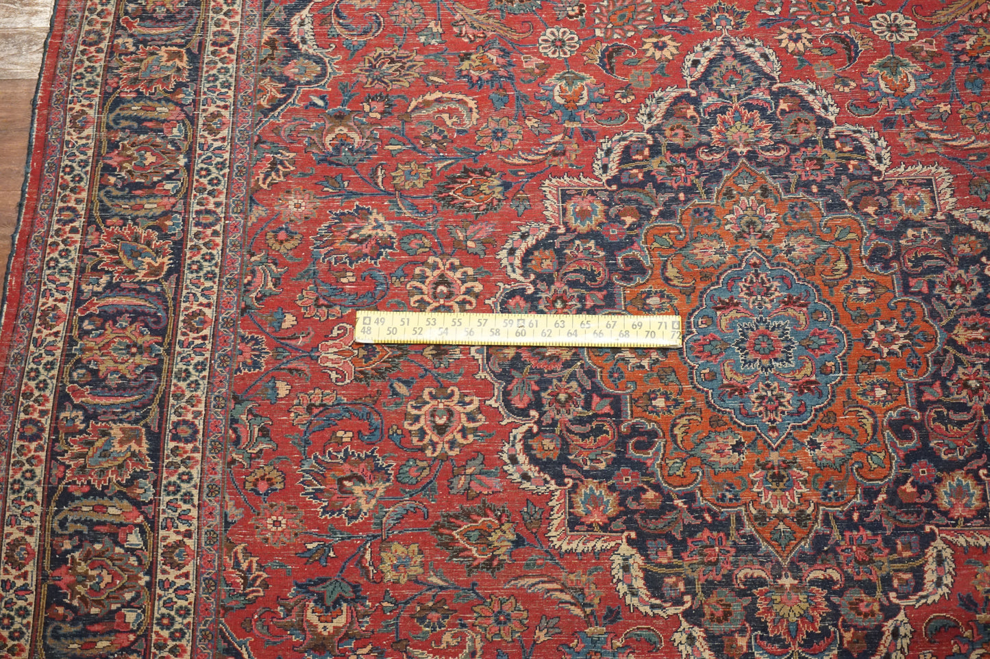 10X16 Signed Burgundy Persian Mashad Rug, circa 1900