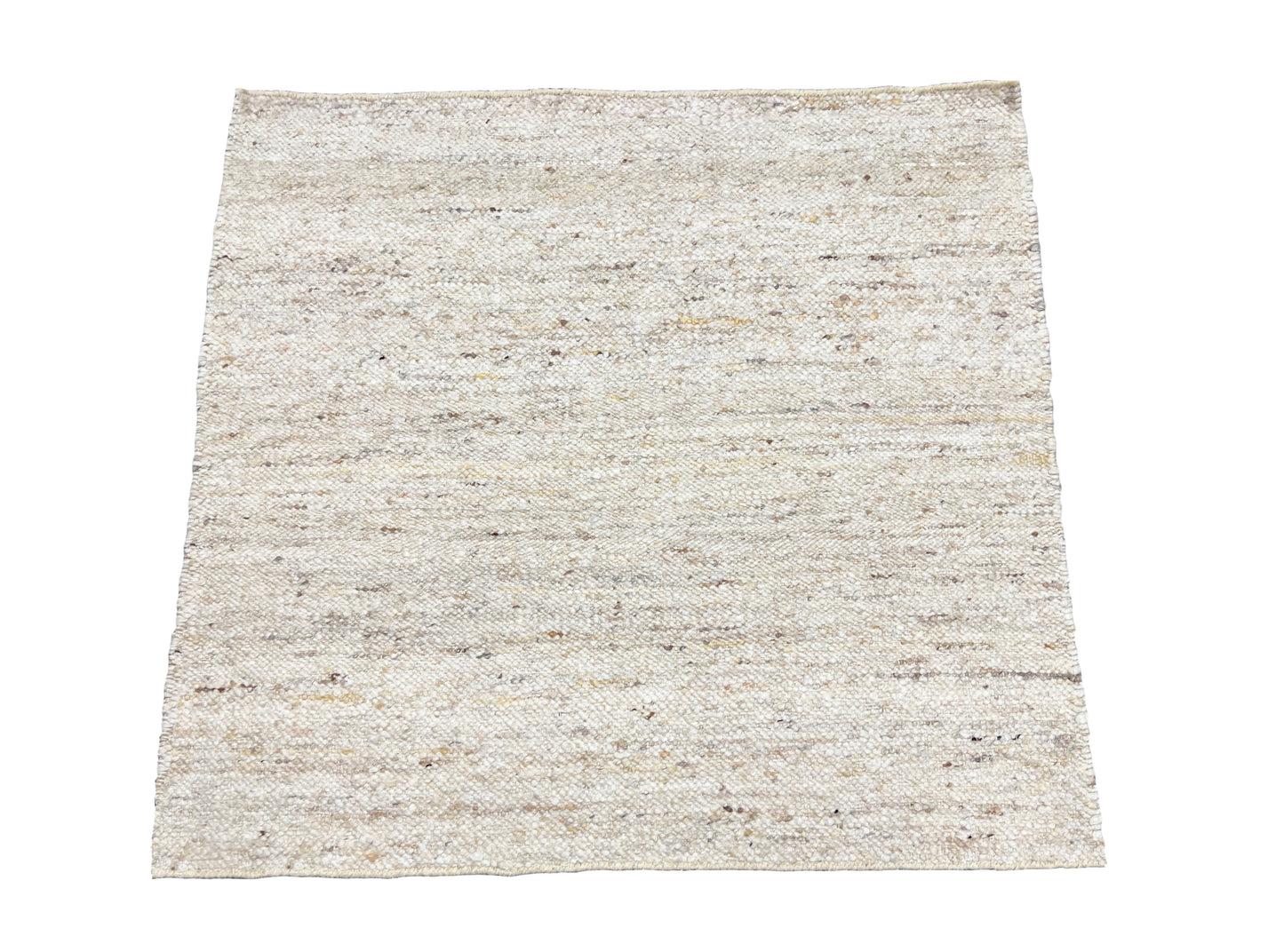 Natural Raw Wool Flatweave Hand-Knotted Rug