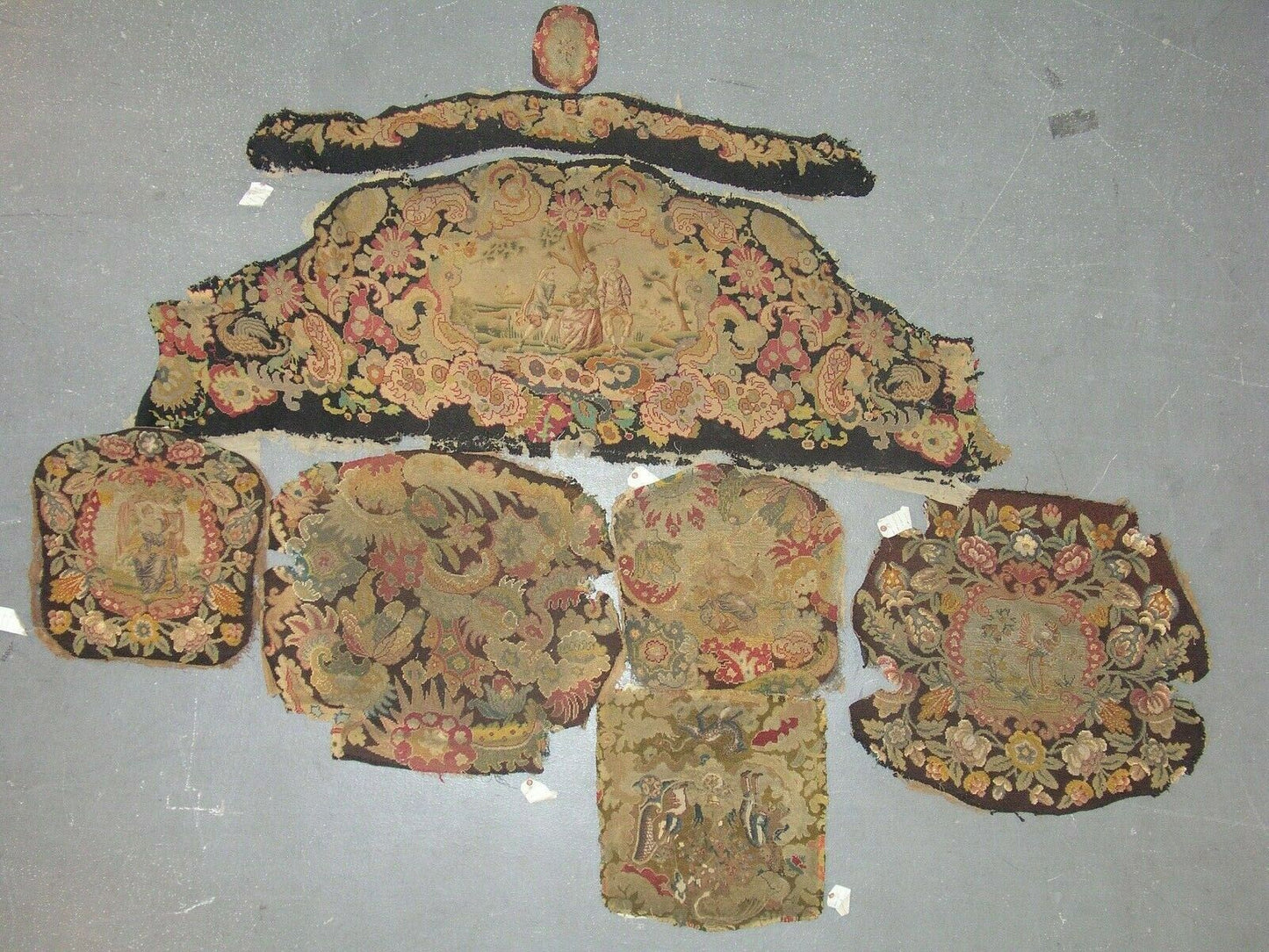 Antique 8 Piece French Seat Cover Set, circa 1900