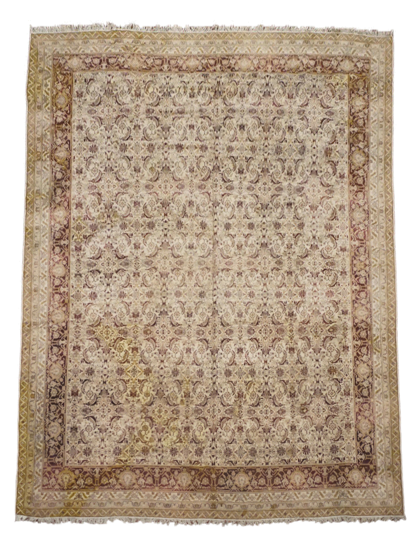 Antique 11X15 Hand-Knotted Area Rug, circa 1880