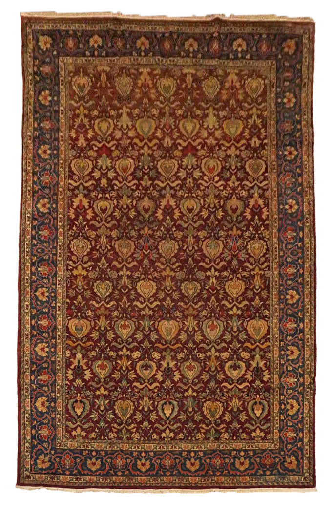 10X15 Antique Burgundy Indian Agra Rug, circa 1900