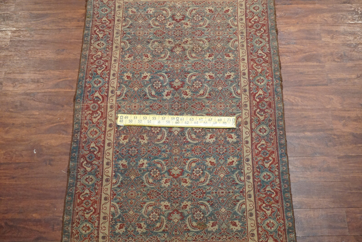 4X7 Antique Green Indian Agra Rug, ca 1900