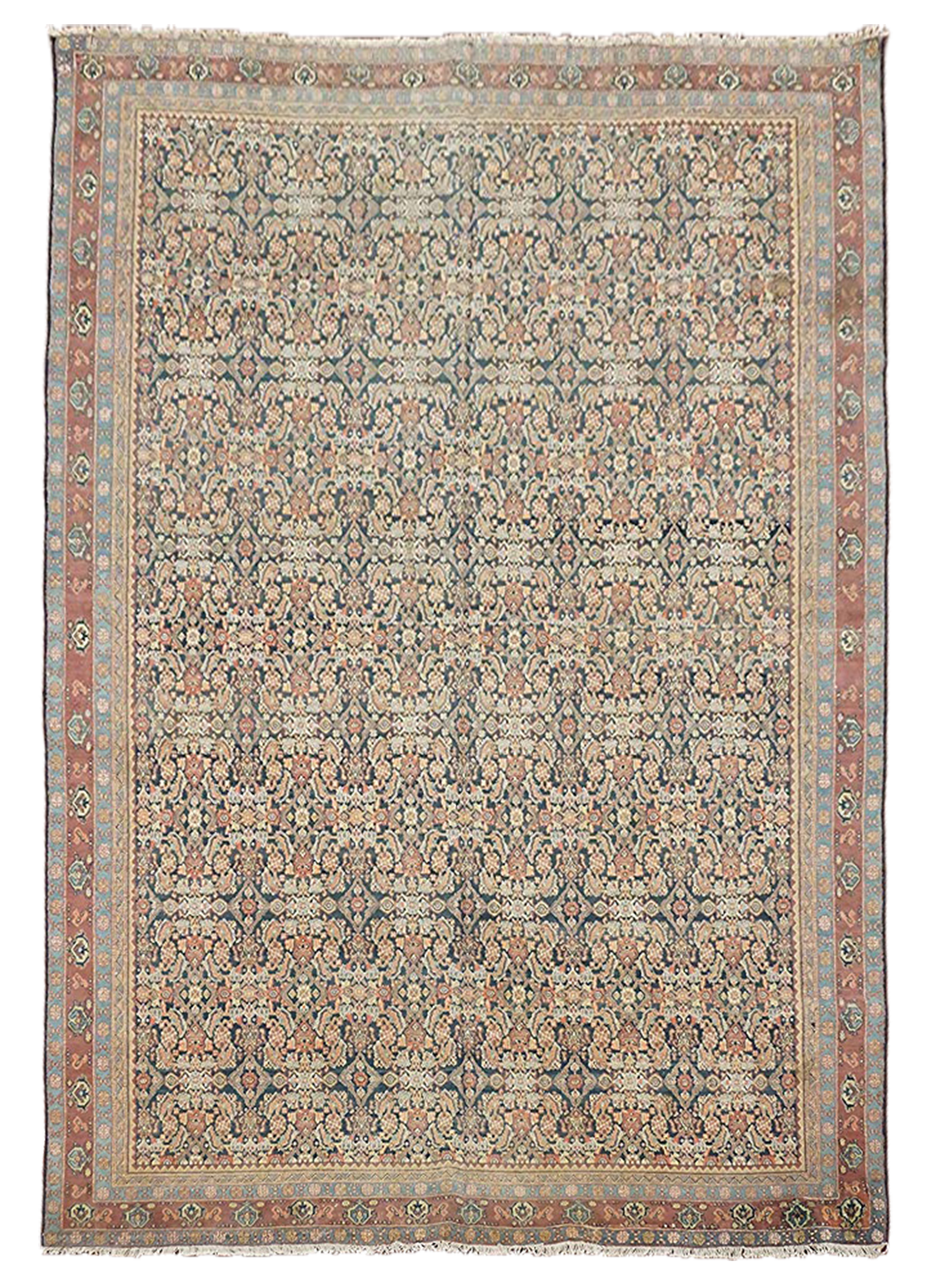6X9 Fine Antique Agra Herati Cotton Rug, circa 1900