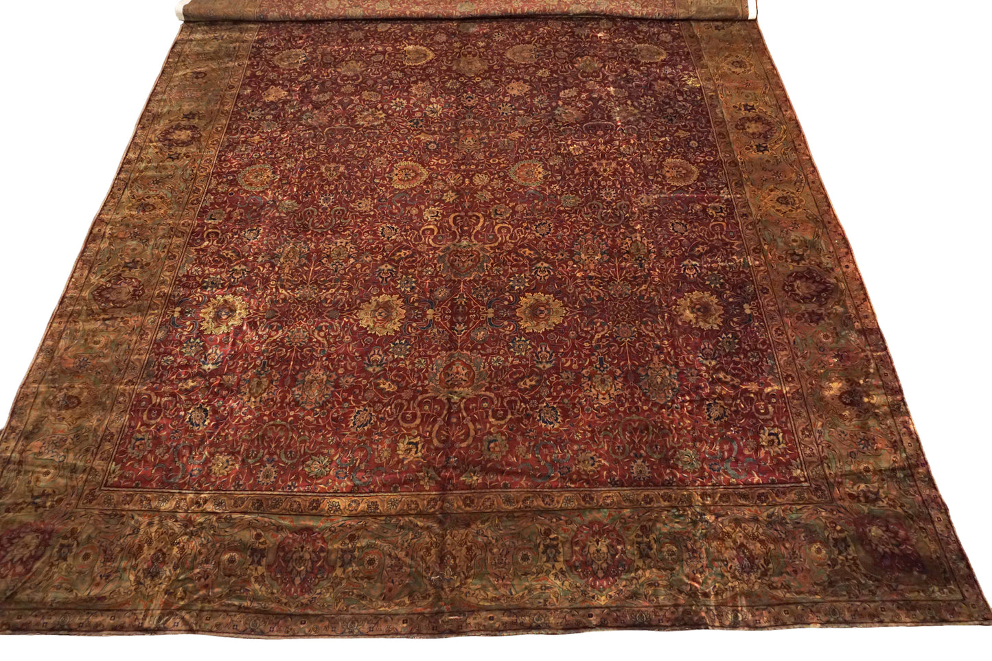 18X24 Burgundy Antique Indian Wool Rug, circa 1900