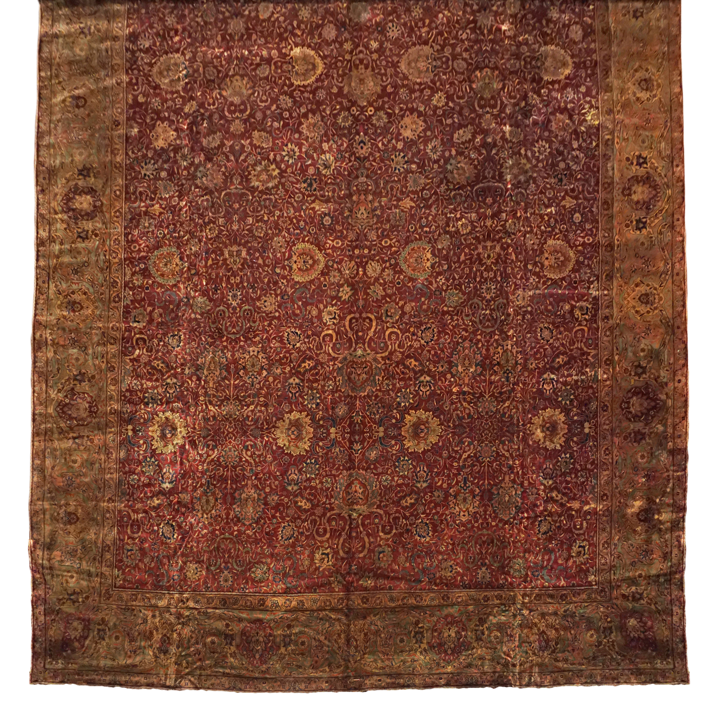 18X24 Burgundy Antique Indian Wool Rug, circa 1900