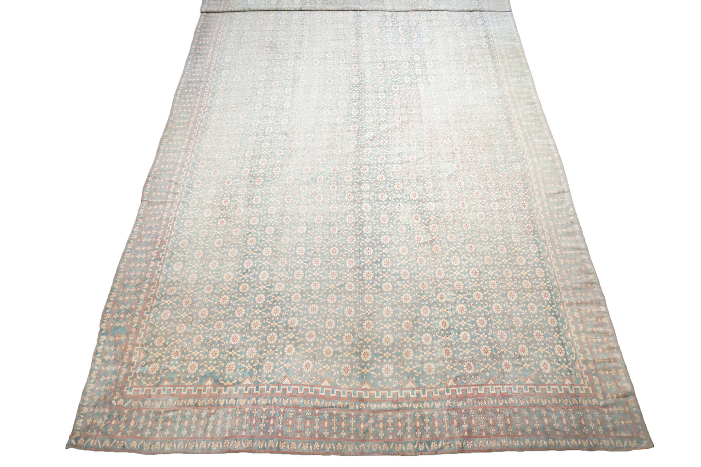 Antique 13X20 Cotton Agra Rug, Circa 1900
