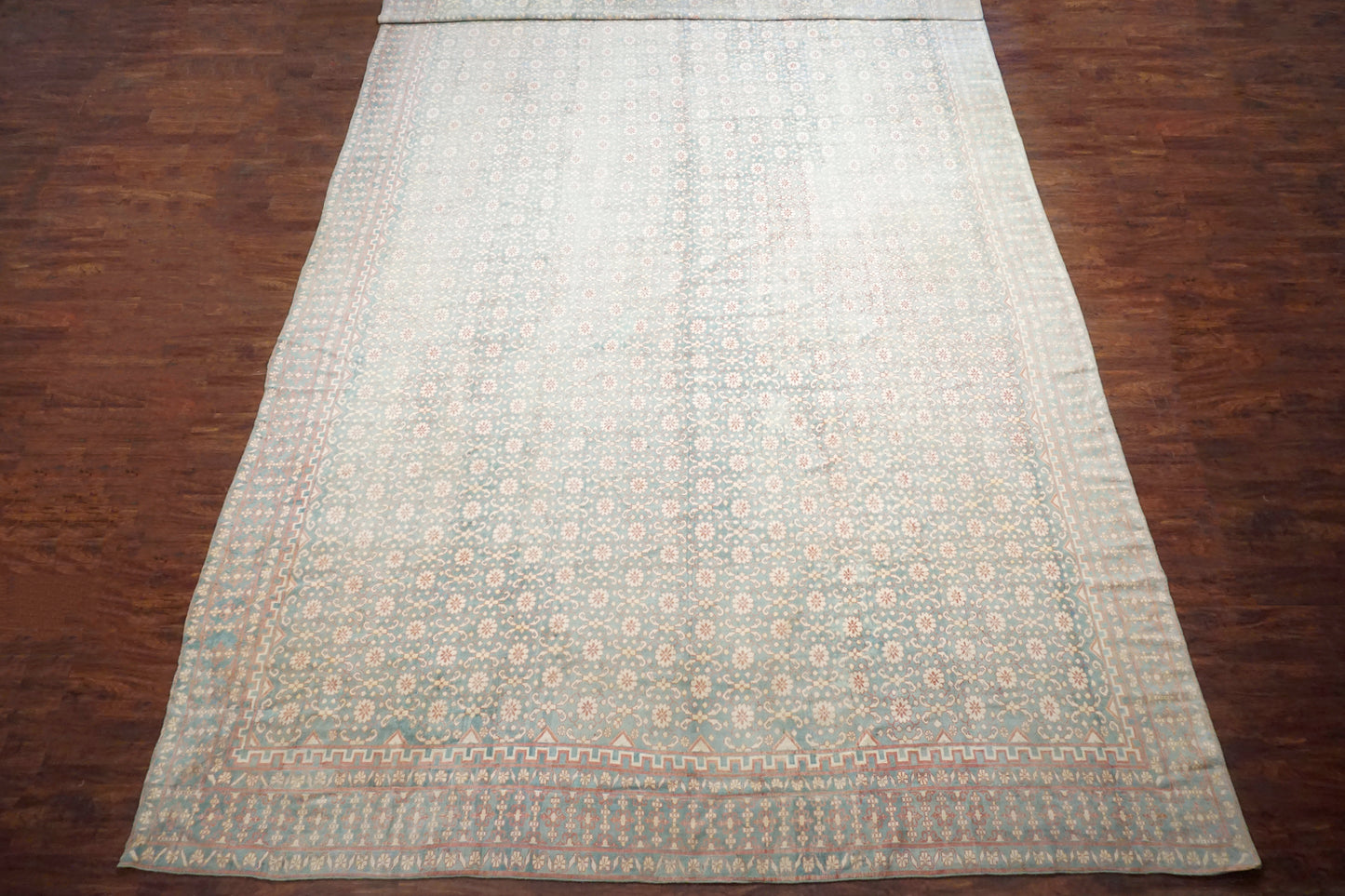 Antique 13X20 Cotton Agra Rug, Circa 1900
