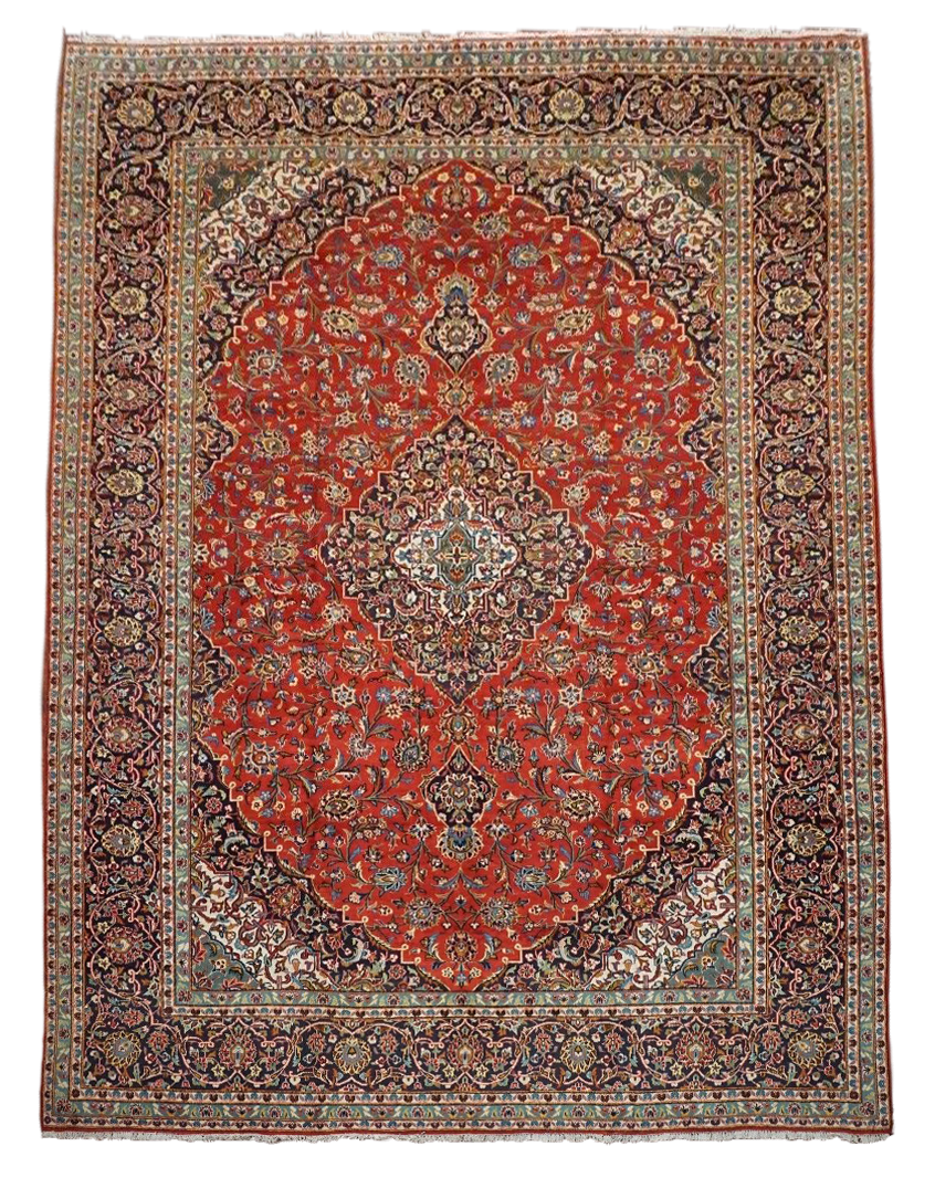 11X14 Antique Persian Kashan Rug, circa 1940