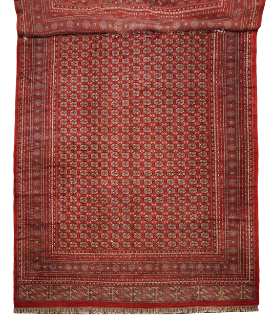 15X33 Vintage Persian Bukhara Turkoman Rug, circa 1960