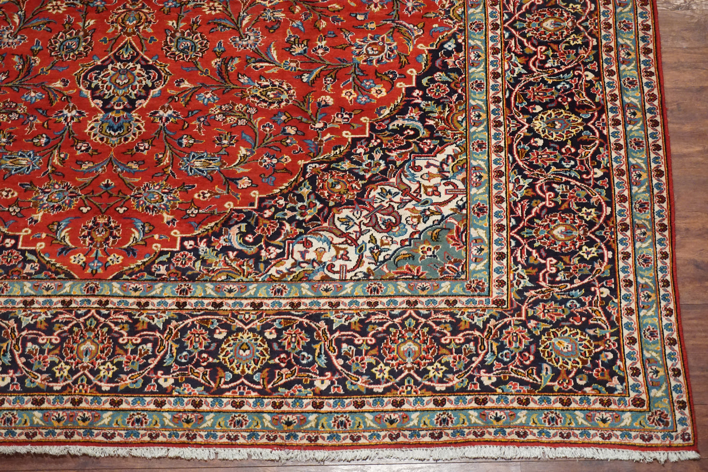 11X14 Antique Persian Kashan Rug, circa 1940