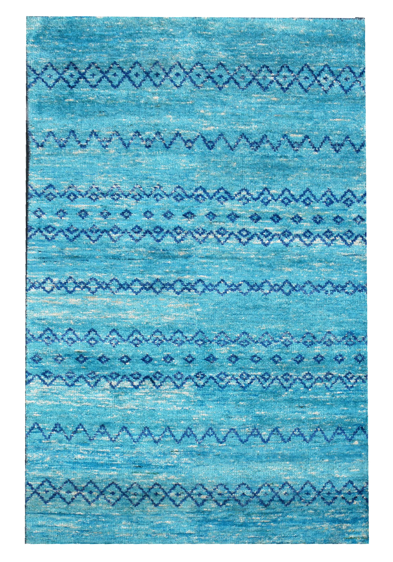 5X8 Silk Modern Moroccan Hand-Knotted Aqua Rug
