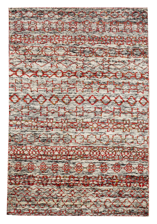5X8 Silk Modern Moroccan Hand-Knotted Area Rug