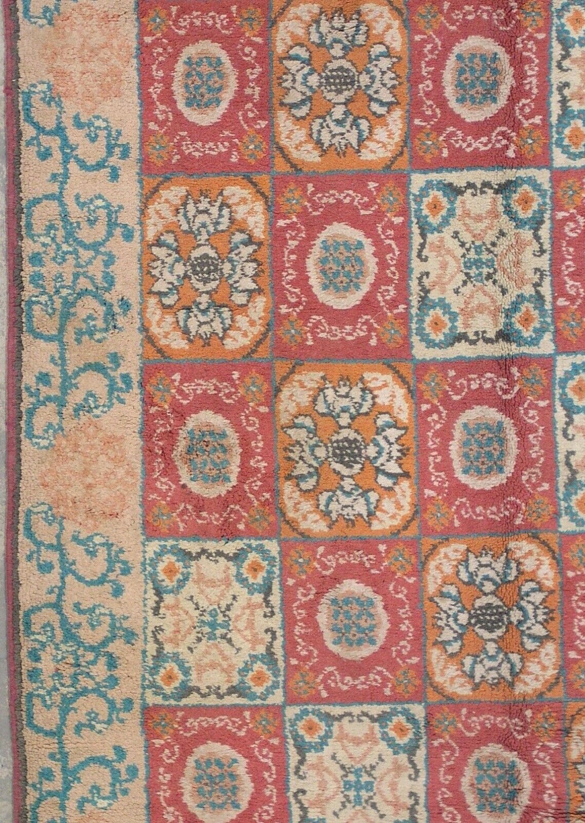 6X9 Antique Red Cotton Agra, circa 1920