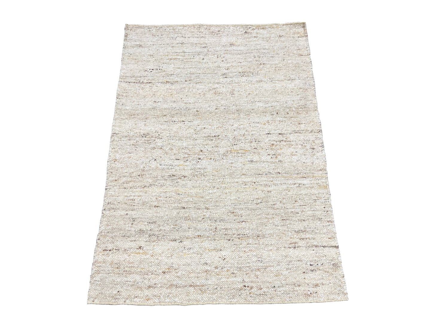 Natural Raw Wool Flatweave Hand-Knotted Rug