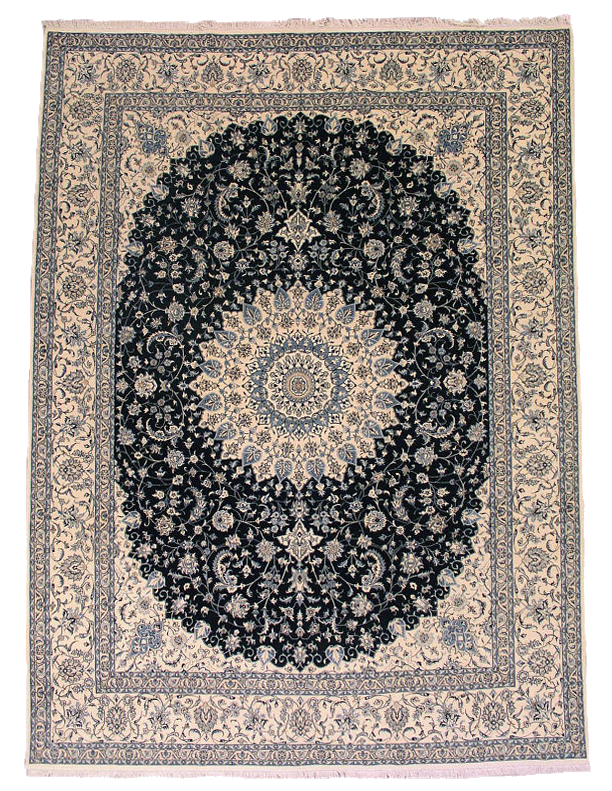 10X13 Wool and Silk Persian Naein Rug, 650 KPSI