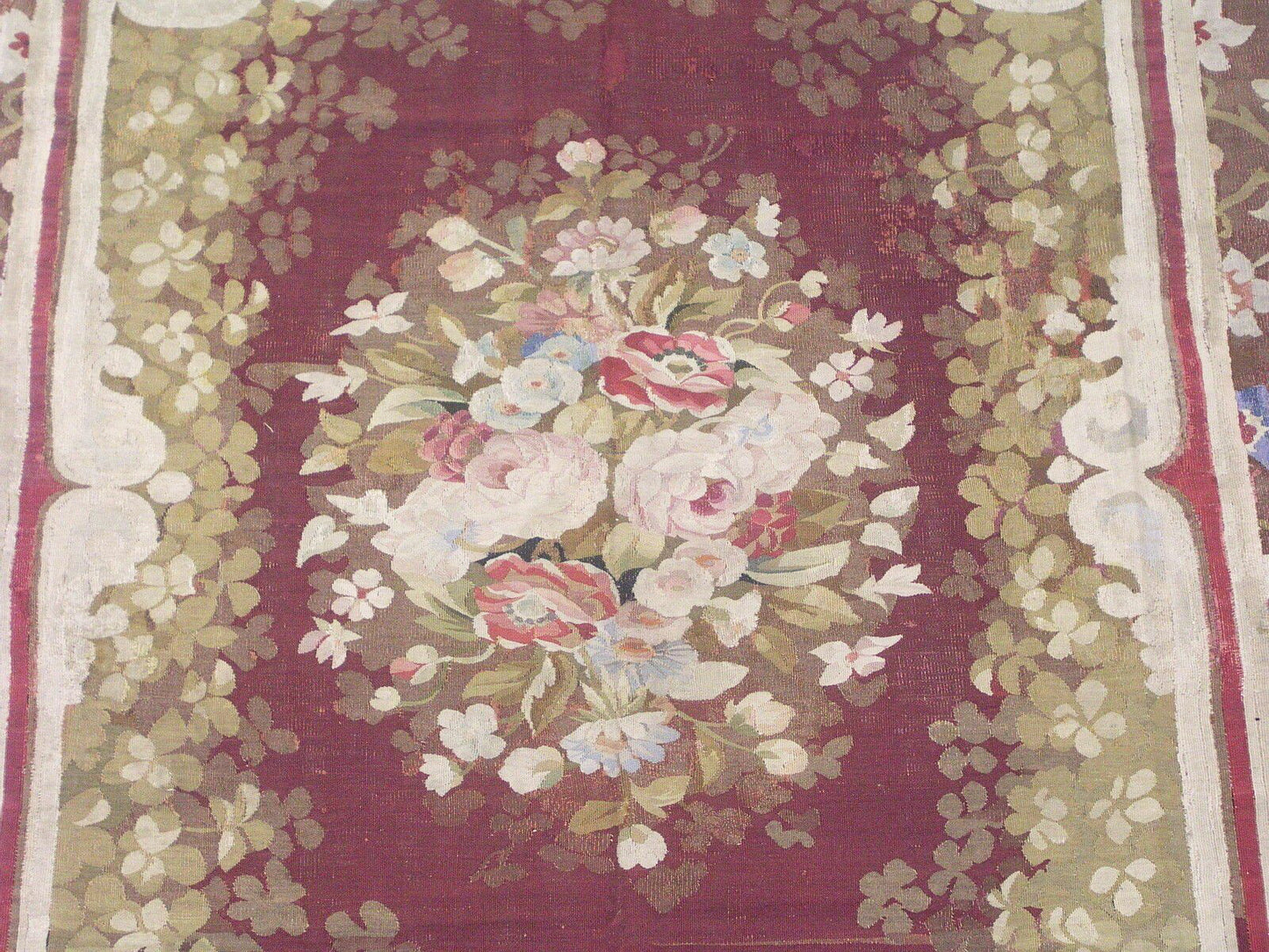 8X11 Antique French Aubusson Rug with Floral Design, circa 1880
